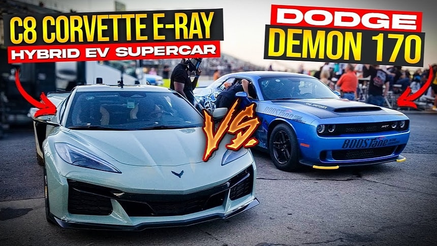 Dodge Challenger SRT Demon 170 vs C8 Chevrolet Corvette E-Ray on Demonology
