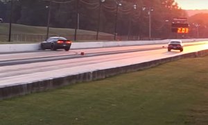 Dodge Demon Crashes while Drag Racing Classic Camaro, Damage Looks Bad