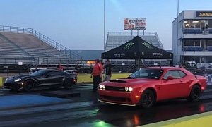 Dodge Demon Drag Races 2019 Chevrolet Corvette ZR1, Humiliation Occurs