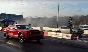 Dodge Demon Drag Races Another Dodge Demon, All Hell Breaks Loose