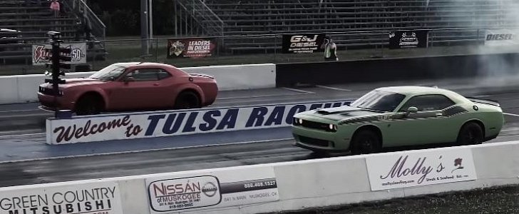Dodge Demon Drag Races Nitrous Hellcat