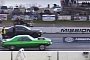 Dodge Demon Drag Races Plymouth Cuda Sleeper, Trampling Follows
