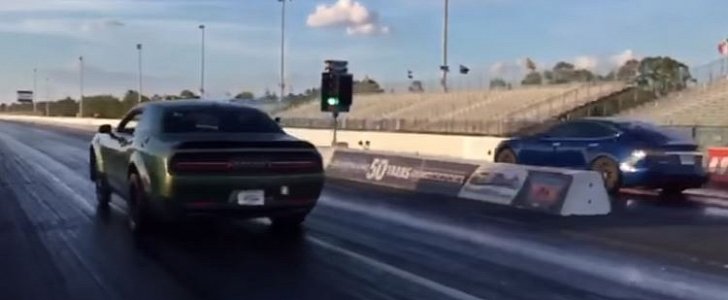 Dodge Demon Drag Races Tesla Model S P100D