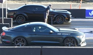 Dodge Demon Drags Corvette Z06 and Coyote Mustang, Absolute Destruction Ensues, Twice
