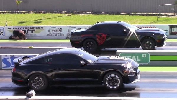Dodge Demon drag races Mustang, Challenger, Charger on DRACS