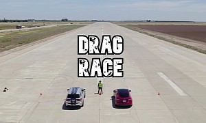 Dodge Durango SRT Hellcat Drag Races Tesla Model Y Performance, It's Not Even Close