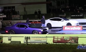 Dodge Hellcat Drags Challenger Redeyes and Tesla Plaid, Someone Gets Obliterated