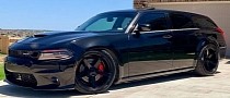Dodge Magnum With Charger Hellcat Front Is Fully Murdered Out