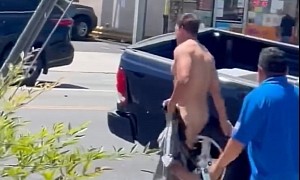 Dodge Ram Truck Driver Captured Crawling Out of Wreckage Naked, Casually Walks Away