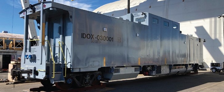 The REV is a high-tech railcar for the transportation of security personnel during the SNF shipment