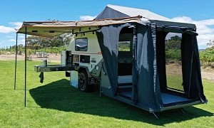 Domino Trailer by Offline Campers Opens Up to Double Living Space at Camp