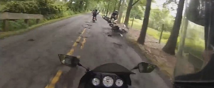 Riders crashing after ignoring the basic rules of group riding