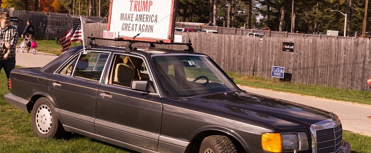 A W126 Mercedes-Benz S-Class owned by a Trump supporter
