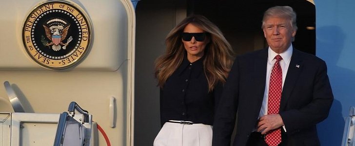 Donald and Melania Trump on the Air Force One
