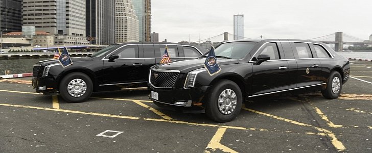 Donald Trump is officially presented with the redesigned Presidential limo, The Beast or Cadillac One