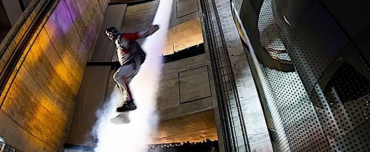 Indoor skydiving at the Mercedes-Benz Museum