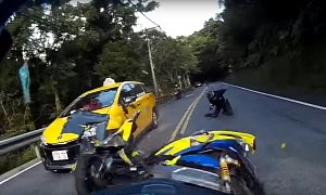 Double-Apex Sends Scooter Into Oncoming Minivan