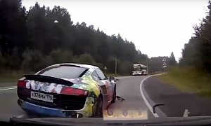 Douchebag Audi R8 Driver Pulls Hit and Run Crash in Russia