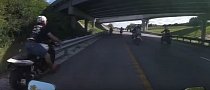 Douchebag Rider Slams Into Guardrail, Others Crash Into Him
