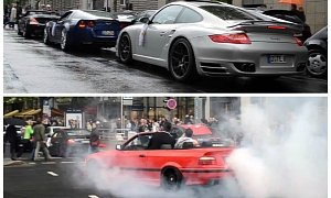 Douchebags Turn Supercar Wedding into Traffic Burnout Show in Germany