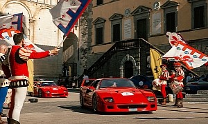 Dozens of Ferrari F40s, All Painted Red, Seen Touring Italy