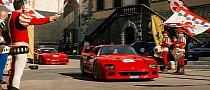 Dozens of Ferrari F40s, All Painted Red, Seen Touring Italy