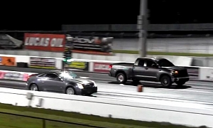 Drag Race: Cadillac CTS-V vs Supercharged TRD Toyota Tundra