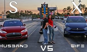 Drag Race: Tesla Model X vs. Model S P90D, Wife vs. Husband