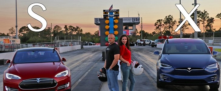 Drag Race: Tesla Model X vs. Model S P90D, Wife vs. Husband