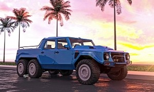 Dreamy 6x6 Lambo LM002 Visits Miami's Ocean Drive Like It's 1986 Once Again