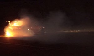 Drift Car Goes Up in Flames, Driver Keeps Sliding As If Nothing Has Happened