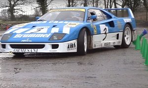 Drifting a Racecar-Converted Ferrari F40 Prototype at the Farm Is Why We Love Tax the Rich