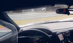 Drifting Mazda Miata Spins on Wet Nurburgring, Surprises E30 BMW M3