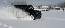 Drifting Mercedes-Benz G500 4×4² Turned Snow Plow Tries to Clear The Track