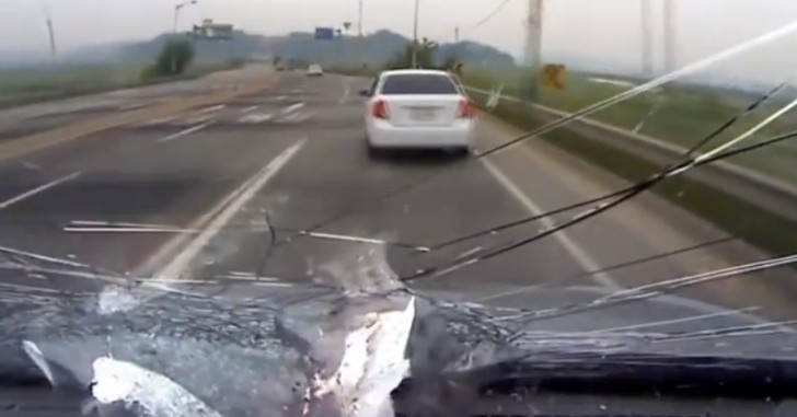 Driver Almost Gets Impaled by Wooden Spike