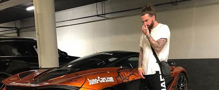 Aaron Munro and the McLaren 720S he drove at the Modball Rally where he was stopped for speeding