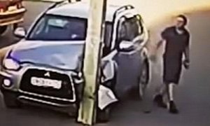 Driver Smashes Into Pole at Slow Speed, Seems Surprised the Pole Didn’t Move