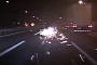 Driver Sparks Up the Highway After Failing an Overtaking Maneuver