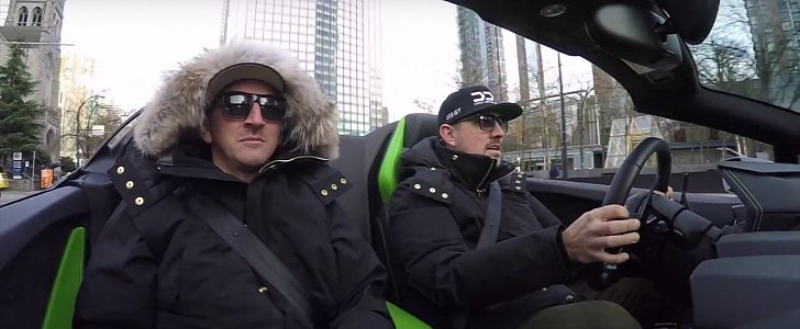 Driving a Lamborghini Huracan Spyder Topless in Vancouver Winter