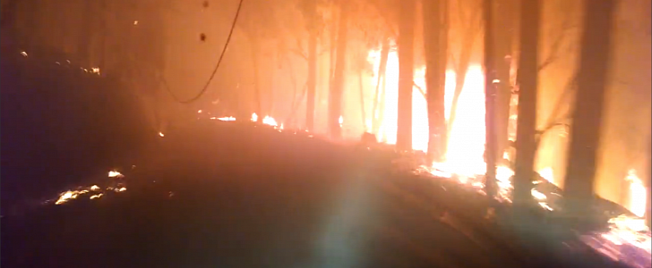 Driving through the Valley fire