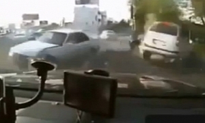 Drunk Driver Causes Four Car Accident in Russia
