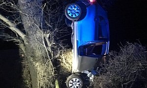 Drunk Driver Crashes, Manages to Get Car up a Tree