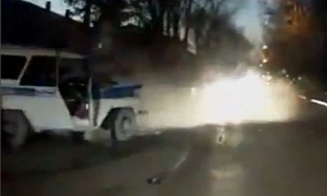 Drunk Driver Intentionally Crashes in Russia
