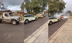 Drunk Driver Performs an Impressive 25-Second Burnout in Front of a Marked Police Vehicle