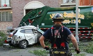 Drunk Garbage Truck Driver Plows Through 9 Cars, Trees and a Front Porch