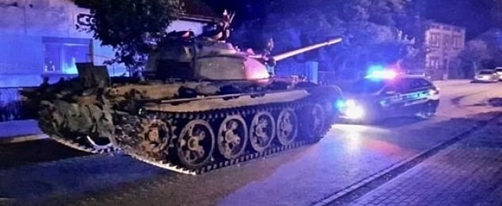Stolen T-55, taken for a joyride by drunk man in Poland