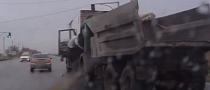 Drunk Russian Trucker Crashes, Falls Out