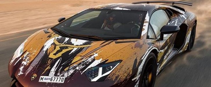 Dubai Lamborghini Aventador SV with Desert Bull wrap