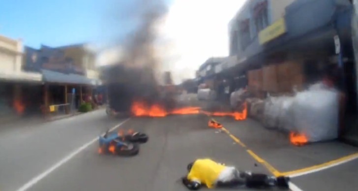 Fiery end for a road racing event