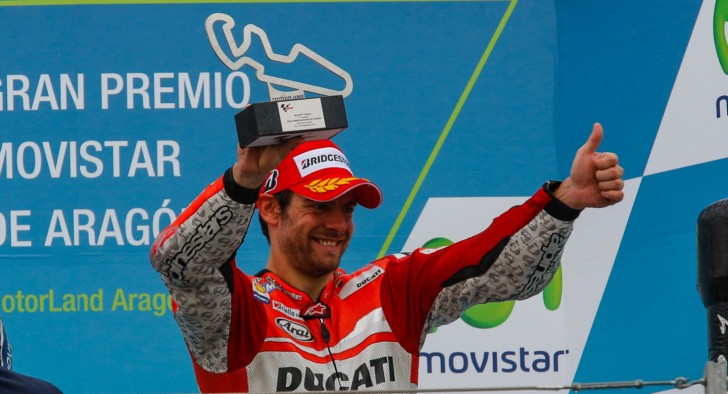 Cal Crutchlow on podium at Aragon, 2014